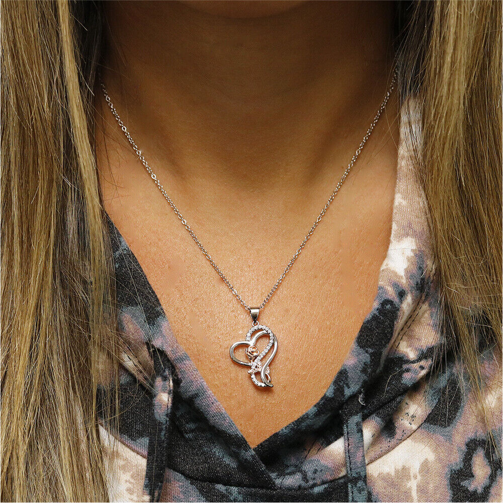 925 Srebrena Ogrlica, Lančić - Srce sa Ružom - N082