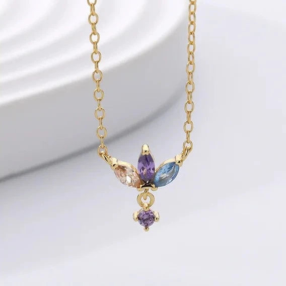 925 Srebrena Ogrlica, Lančić - 14k Pozlata - Cvijet - S061