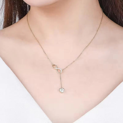 925 Srebrena Ogrlica, Lančić - 18k Pozlata - Srca Sa Simbolom Beskonačnosti - Podesivi - S070