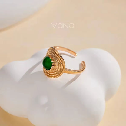 925 Srebreni Prsten - Podesivi - 14k Pozlata- R061