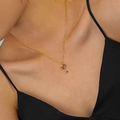 925 Srebrena Ogrlica, Lančić - 14k Pozlata - Ključ - S057