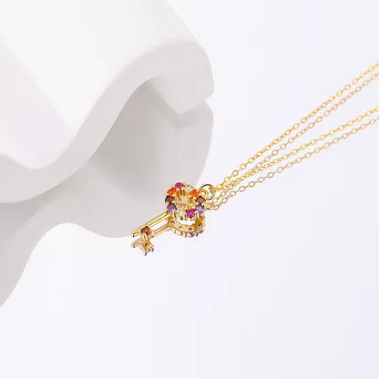 925 Srebrena Ogrlica, Lančić - 14k Pozlata - Ključ - S057