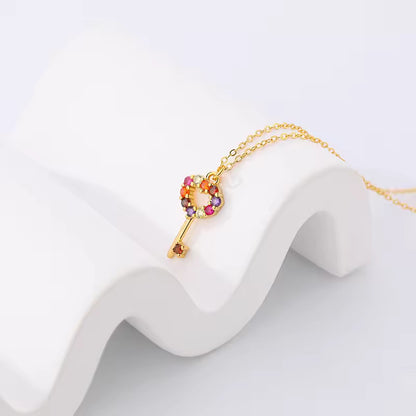 925 Srebrena Ogrlica, Lančić - 14k Pozlata - Ključ - S057