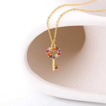 925 Srebrena Ogrlica, Lančić - 14k Pozlata - Ključ - S057