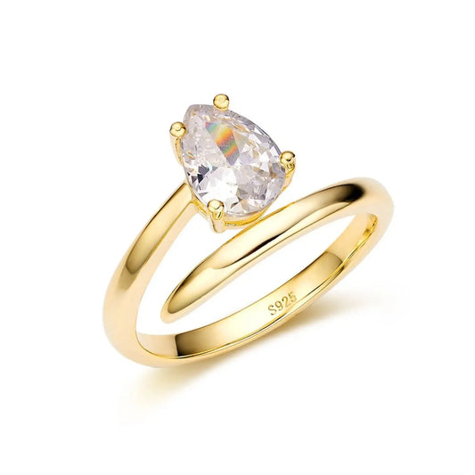 925 Srebreni Prsten - Podesivi - 14k Pozlata- R060