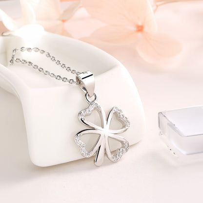 925 Srebrena Ogrlica, Lančić - Djetalina sa 4 Lista  - N058