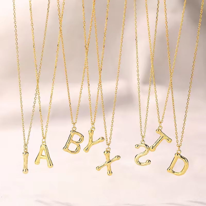 925 Srebrena Ogrlica, Lančić - 14k Pozlata - Slovo - Podesivi - S071