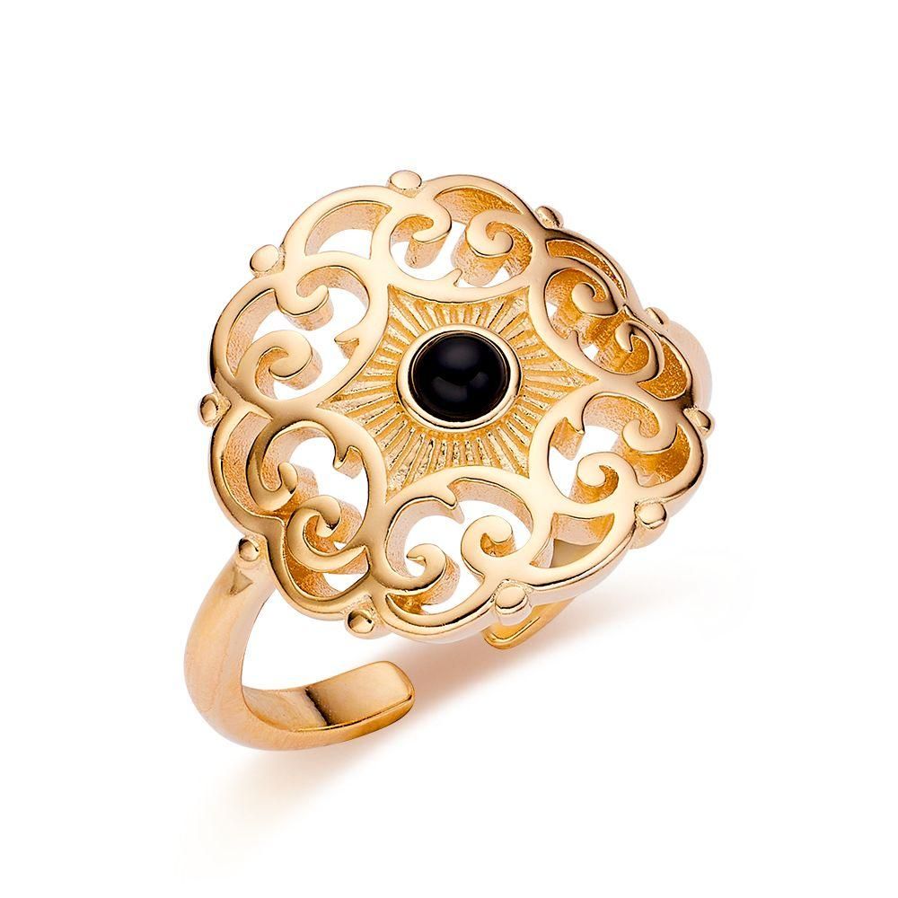 925 Srebreni Prsten - Podesivi - 14k Pozlata- R064