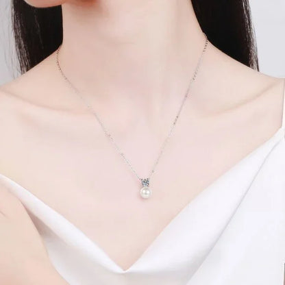 Moissanite 925 Srebrena Ogrlica, Biser - S004